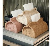 Boîte à mouchoirs en tissu élégante, sac de rangement pour mouchoirs de style bohème avec motif géométrique ajouré, sac de rangement de grande capacité haut de gamme, boîte de rangement pour papier to