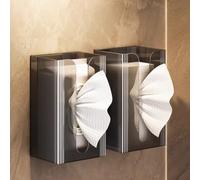 Boîte à mouchoirs murale sans perçage pour salle de bain pour une installation facile, distributeur de mouchoirs en acrylique peu encombrant pour cuisine, bureau et public (gris fumé)