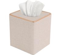 Boîte à mouchoirs - Support carré - Fond magnétique, modèle de table, pour emballages souples, rouleaux sans mandrin et boîtes, cuir PU/MDF/flanelle - Blanc crème