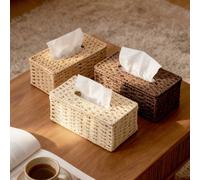 Boîte à mouchoirs tissée à la main, boîte de rangement pour mouchoirs de poche de style bohème rectangulaire avec couvercle, boîte décorative tissée de style bohème, convient pour le rangement des mou