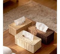 Boîte à mouchoirs tissée à la main, rectangulaire avec couvercle, boîte décorative de style bohème, convient pour la salle de bain, la chambre, les étagères, le salon, la maison, la salle à manger, le