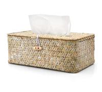 Boîte à Mouchoirs Tissée, Boîtes de Mouchoirs Tissées, Boîte de Rangement Tressée en Gazon, Carton Décoratif Tissé, Décoration Intérieure, pour Les Salles de Bains et Les Bureaux, Brown Beige