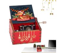 Boîte à musique de Noël rétro classique à manivelle en bois sculpté | Boîte à musique de Noël en bois | Cadeaux pour filles, amis de , Noël, anniversaire, Saint-Valentin