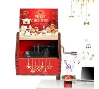 Boîte à musique vintage de Noël, boîte à musique classique à manivelle en bois sculpté | Boîte à musique de Noël en bois, cadeaux pour filles, amis de , Noël, anniversaire, Saint-Valentin
