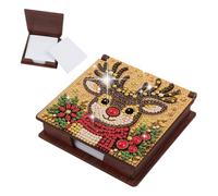 Boîte à notes DIY Pearl Gem Art - décor étoile et strass (Noël) | Porte-notes autocollantes pour perceuse complète, stylo à pointe, 160 papiers vierges, organiseur de bureau (renne de Noël)