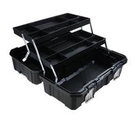 Boîte à outils 19/21 pouces, boîte à outils de rangement pliable en métal à trois couches, organisateur multifonction avec plateau et séparateur, boîte de rangement à trois couches