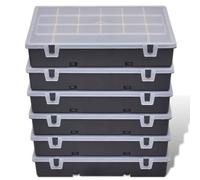 Boîte à Outils 6 Pcs en Plastique avec 21 Compartiments et Poignée | Polypropylène résistant à la corrosion, stabilité thermique, rangement vis écrous boulons, portable, atelier, garage