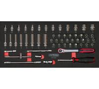 Boîte à outils à 3 tiroirs - Ensemble de 158 pièces - Bois composite noir
