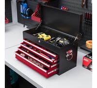 Boîte à outils à 3 tiroirs verrouillables, caisson en acier thermolaqué, rouge | 60 x 26 x 34 cm | 11 kg | 2 clés, inserts en EVA