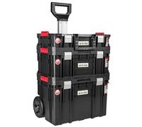 Boîte à outils à roulettes avec 3 boîtes empilables - Capacité de charge jusqu'à 100 kg, organiseur pour petites pièces dans le couvercle.
