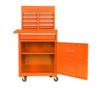 Boîte à outils à roulettes - OEM - 5 tiroirs - Acier - Orange - Étagères amovibles