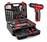 Boite à Outils Complète Caisse à Outil avec Visseuse Sans Fil 12V 12N.m 800RPM Malette Outils 238 Pièces Mèches Tournevis-Rouge