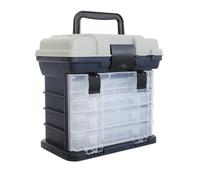 Boîte à Outils de Rangement à Quatre Niveaux, Poignée, PP ABS | Compartiments Séparés, Fermetures Épaisses, Usage Réparation Auto et Bricolage, Format Portable pour Outils et Pêche