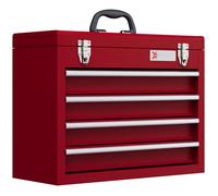 Boite à outils - DURHAND - 4 tiroirs - poignée de transport - 2 loquets - structure en tôle d'acier - 51 x 22 x 39,5 cm - rouge