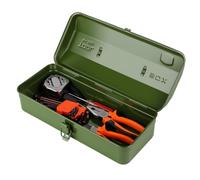 Boîte à Outils en Acier, 37 × 16 × 12 cm, Caisse pour Outils avec Verrouillage à Pression et Poignée Ergonomique, Boîte à Outils Portable pour Atelier et Maison, Vert Militaire