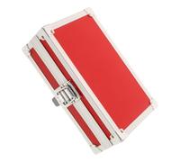 Boîte à Outils en Aluminium Rouge 18x11x6cm, Mallette rigide | Insert Mousse DIY, Compartiments Multiples, Fermeture à Loquet, Poignée Robuste, pour Bijoux ou Secours
