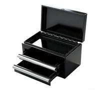Boîte à outils en métal à trois niveaux avec glissières à roulement à billes pour atelier, garage, maison, bureau, rangement de petits articles, noir et rose (noir)