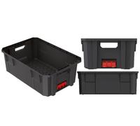 Kistenberg Caisse de transport X-Block - Capacité de charge jusqu'à 50 kg - En plastique - Empilable - Noir - 544 x 362 x 200 mm