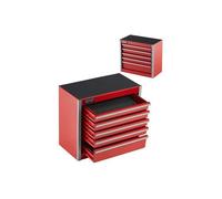 Boîte à outils métal 218 mm en acier rouge coffre portable à 5 tiroirs avec doublure EVA patins PP et roulements