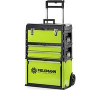 Boîte à Outils Métal Fieldmann FDN 4150, 3 Parties, Avec Roues et Poignée Télescopique, Compartiments Amovibles