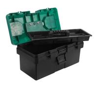 Boîte à Outils Multifonction en Plastique Noir pour Usage Domestique | Boîtier à 2 Couches, Format 14 Pouces, Mallette de Transport pour Électricien