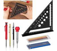 Boîte à outils multifonctionnelle 18 cm (système métrique) - compas - rapporteur - équerre - recharges de crayon - appareil à tracer - coins métalliques - délai de livraison de 24 heures.