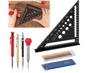 Boîte à outils multifonctionnelle 18 cm (système métrique) - compas - rapporteur - équerre - recharges de crayon - appareil à tracer - coins métalliques - délai de livraison de 24 heures.