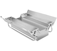 Boîte à outils multifonctionnelle, acier inoxydable, extra grande, pliable à 3 couches, pour réparation à domicile & automobile, vide, argent