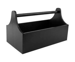 Boîte à Outils Noire en Bois avec Poignée - CREATIVE DECO - 34 x 18 x 20,5 cm - Rangement - Boîte Cadeau