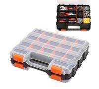 Boîte à outils Organisateur 34 compartiments avec design translucide | Rangement durable d'outils pour garage Atelier à domicile pour vis Clou Boulons Écrous Perceuse Socles Petites pièces Perles