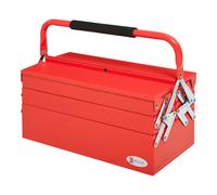 Boîte à outils pliable en acier Durhand avec 5 plateaux et poignée Red