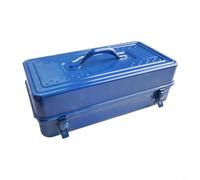 Boîte à outils portable en métal avec poignée à rouleau et loquets robustes, plusieurs tailles, bleu, entretien facile pour mécanicien, atelier, garage, ménage (45 x 24 x 15 cm)
