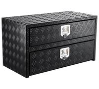 Boîte à outils pour camion à montage sous châssis - Boîte de rangement avec tiroir - Tôle striée en aluminium - Fermeture à compression à 3 points - Usage intensif - 61 × 46 × 51 cm
