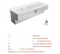 Boîte à outils pour camion, construction en aluminium durable, conception résistante aux intempéries, 48inch