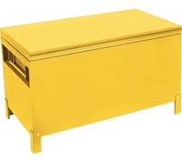 Boîte à outils pour pick-up - Coffre à outils en acier robuste de 91 cm - Résistant aux intempéries - Boîte de rangement pour benne de pick-up - Couvercle hydraulique - Serrure à poignée en T - Jaune