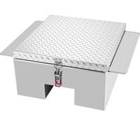 Boîte à outils pour plateau de camion, boîte à outils en aluminium robuste avec plaque diamantée, coffre de rangement pour outils pouvant supporter jusqu'à 100 kg, idéal pour les pick-up, les plateaux