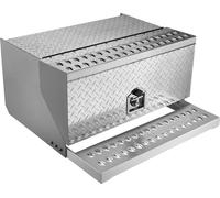 Boîte à outils pour semi-remorque, 760 x 750 x 400 mm Boîte à outils robuste en aluminium à plaque diamantée, boîte de rangement étanche pour marchepied de cabine avec serrure à poignée en T et clés p