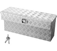 Boîte à outils pour surface de chargement - Boîte de rangement en aluminium - Tôle striée - Verrouillable avec serrure et clé - Résistante aux intempéries et robuste - Dimensions 864 x 305 x 390 mm - 