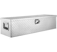 Boîte à outils robuste en aluminium pour camion, boîte à outils en tôle larmée avec poignée latérale et clés de verrouillage, coffre de rangement pour outils, organisateur pour pick-up, camion, campin