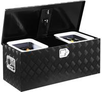 Boîte à outils robuste en aluminium pour camionnette, 35,4 po x 14,6 po x 14,6 po, noire