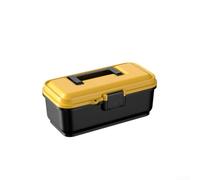 Boîte à outils robuste en plastique PP avec serrure Noir/jaune Petite | Côtes épaisses, polypropylène haute élasticité, résistant aux chocs, cadenas inclus, couleur noir-jaune