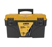VITO Caisse à Outils 18" Pro/Bricolage - 43.2 cm Robuste, Plastique Haute Résistance, Grand Volume, Plateau Amovible & 3 Organisateurs Couvercle pour Rangement et Transport Faciles