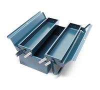 Boite à outils vide 420x200x160 mm en Acier avec 3 Compartiments Caisse pour outils avec Poignée