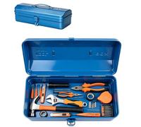 Boîte à outils vide en métal avec poignée de transport et loquet, grande mallette de travail, boîte à outils, 36 x 15 x 11,5 cm, robuste, durable, boîte à outils en métal pour outils, accessoires
