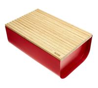 Alessi – Boîte à pain Mattina BG03 R, acier coloré et bambou – Rouge 34×21×14 cm