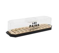 COOK CONCEPT - KA0644 Boîte à Pain avec Couvercle Transparent et Plateau en Bois - Design Élégant pour Conservation de Pains et Viennoiseries - 403 x 97 x 121 cm - Transparent Noir