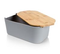 VILDE Boîte à pain en plastique Lot avec planche en bambou - Design moderne - spacieuse - pour tous types de pain
