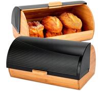 BOÎTE À PAIN CONTENEUR À PAIN GRAND BAMBOU 39x28x18.5 CM Maintenant, je forme une chlebaka, jego efektowny kształt oraz połączenie metalu avec białym colorze z bambusem świetnie prezentują się na blac