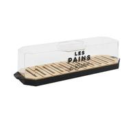Cook Concept Boîte à pain KA0644 Bistrot - Cloche transparente, Plateau en bois, Noir