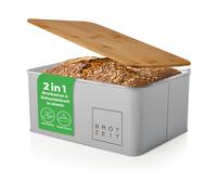 Boîte à pain en métal 30 x 23 x 14 cm avec couvercle en bambou comme planche ...